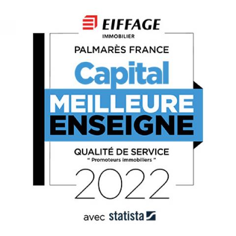 Eiffage Immobilier : Capital Meilleure Enseigne 2022 – Qualité de service « Promoteurs immobiliers » 2022 avec statista