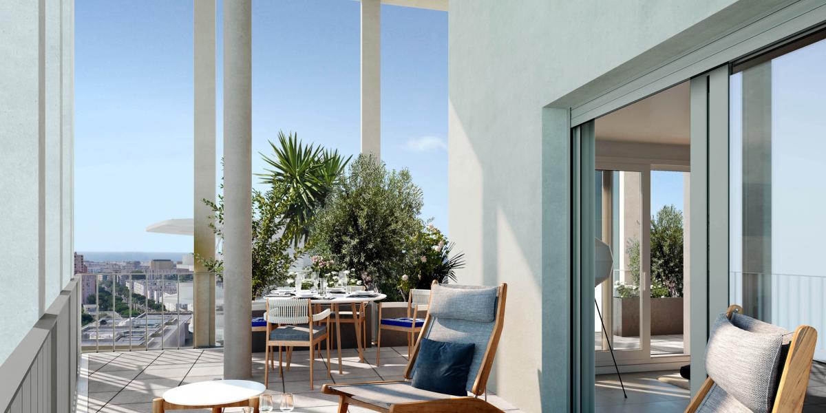 Terrasse de la Résidence Reva à Nice - quartier JOIA